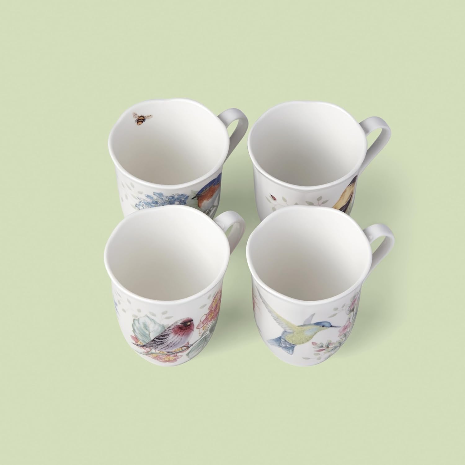 Butterfly Meadow Flutter Porcelain Mugs, Set of 4, Multicolor