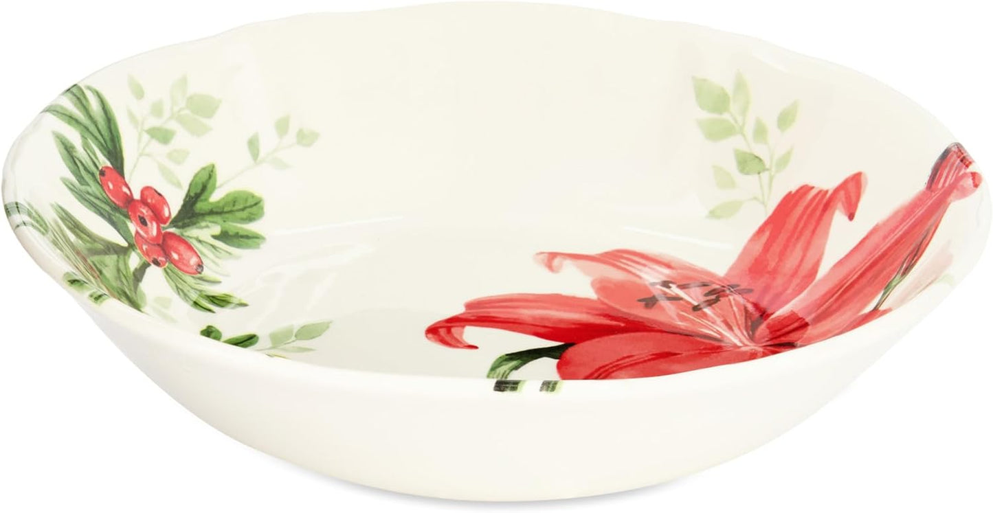 Tudor Royal 12-Piece round Porcelain Dinnerware Set, Service for 4, Rosemary, Summer Flowers