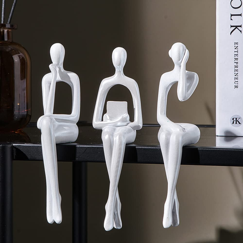 White Decor Statue Abstract Resin Sculpture Ornament Art Figurine Modern Home Décor Accents Office Decor Bookshelf Decor TV Stand Table Decorations for Living Room