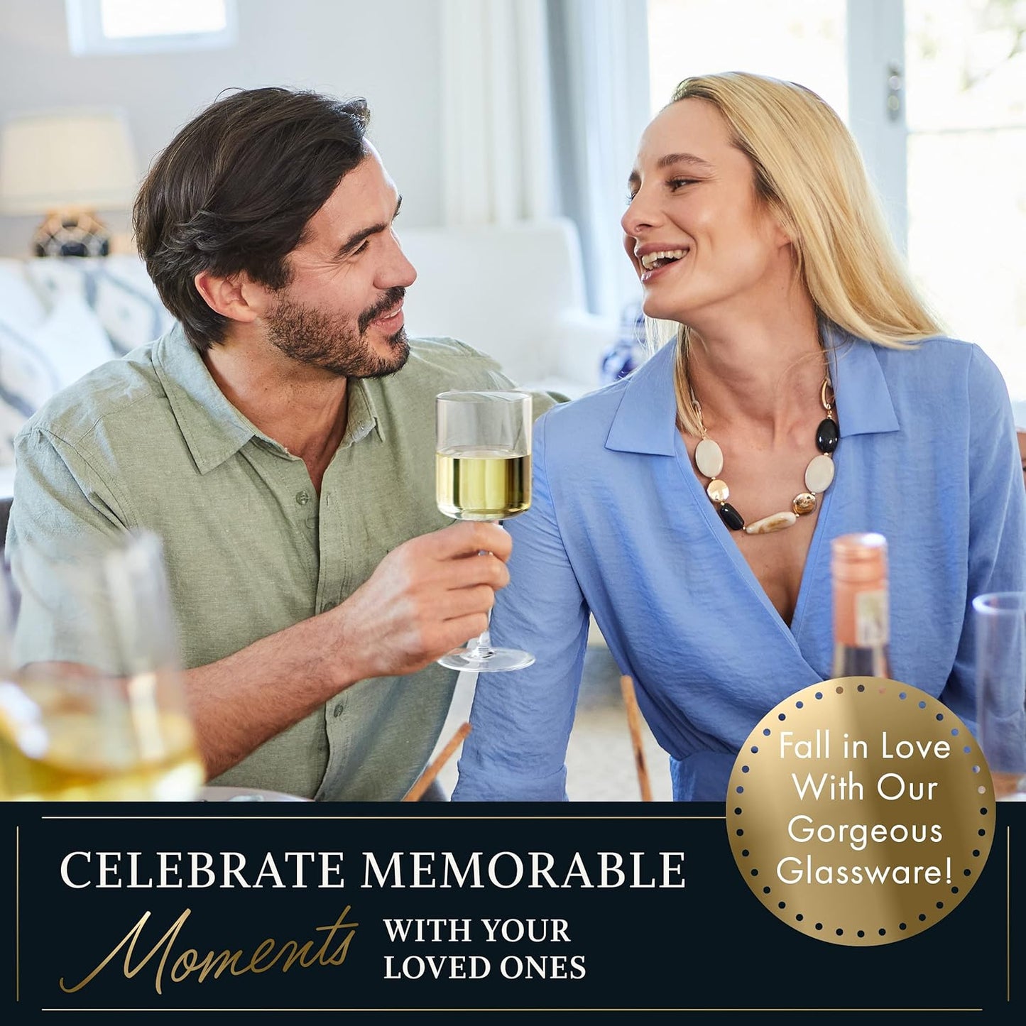 Crystal Square Wine Glasses, Set of 4, 4 - 14oz