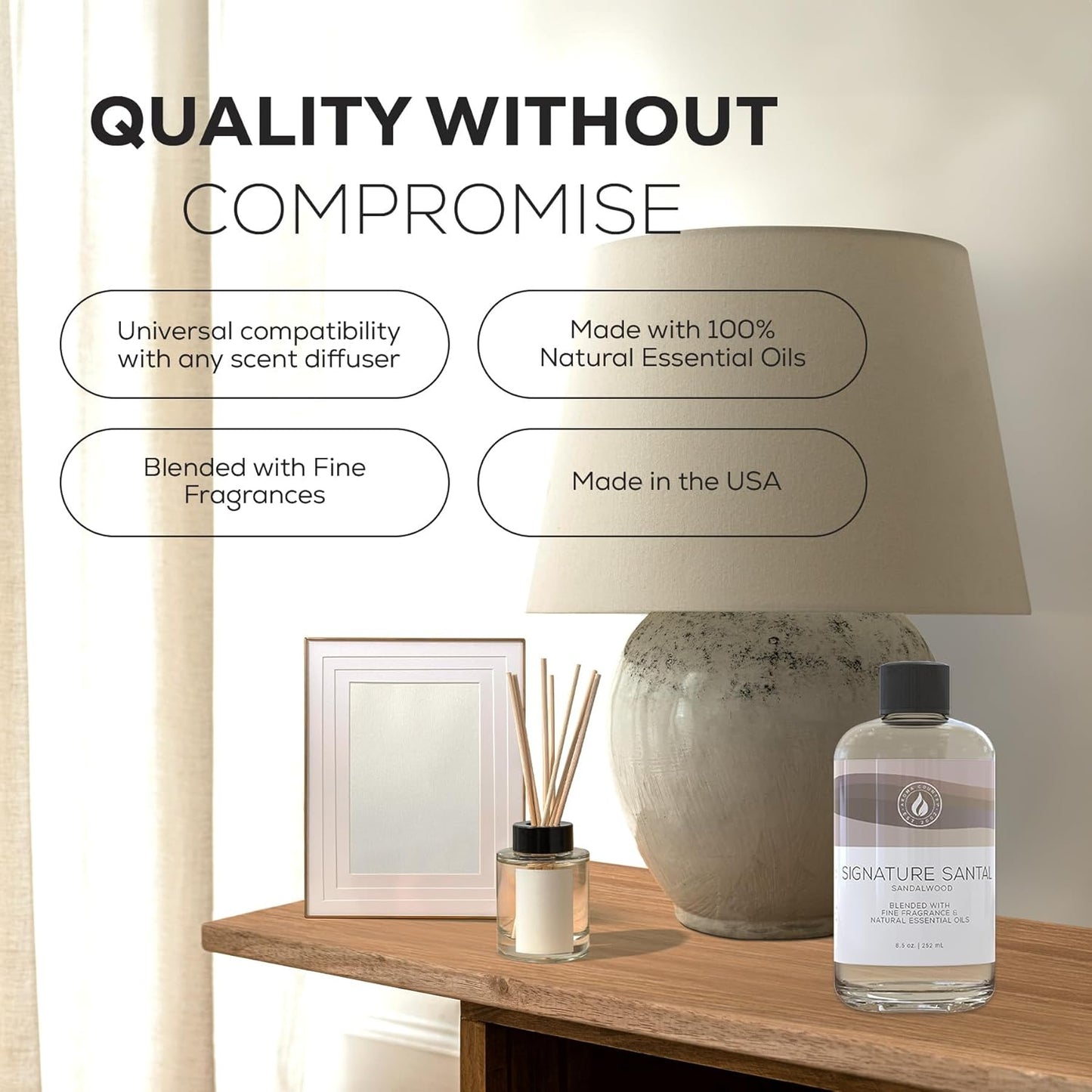 Signature Santal Diffuser Oil - Sandalwood Scented Oil (8.5 Fl. Oz)