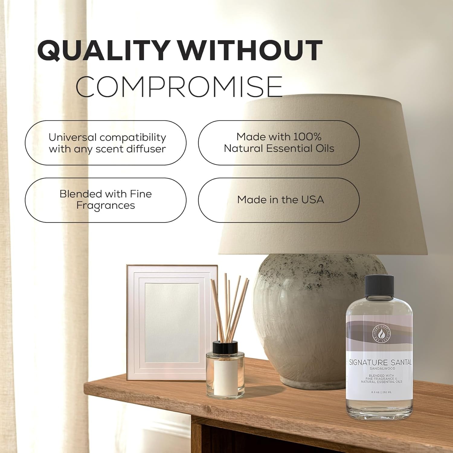 Signature Santal Diffuser Oil - Sandalwood Scented Oil (8.5 Fl. Oz)