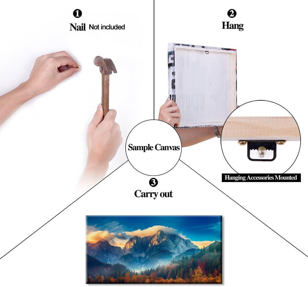 Wall Art Colorful Mountain Scenery Canvas Painting 20"X40" (50Cmx100Cm)