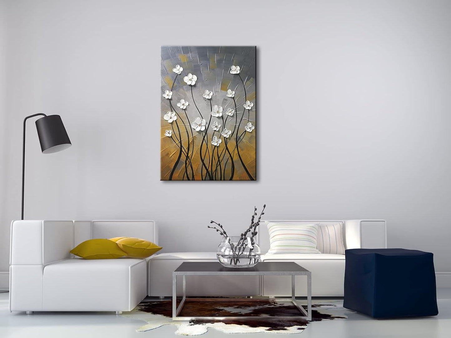Hand Painted Floral Oil Paintings, Modern Stretched and Framed Grace Abstract Flowers, 20X28inch