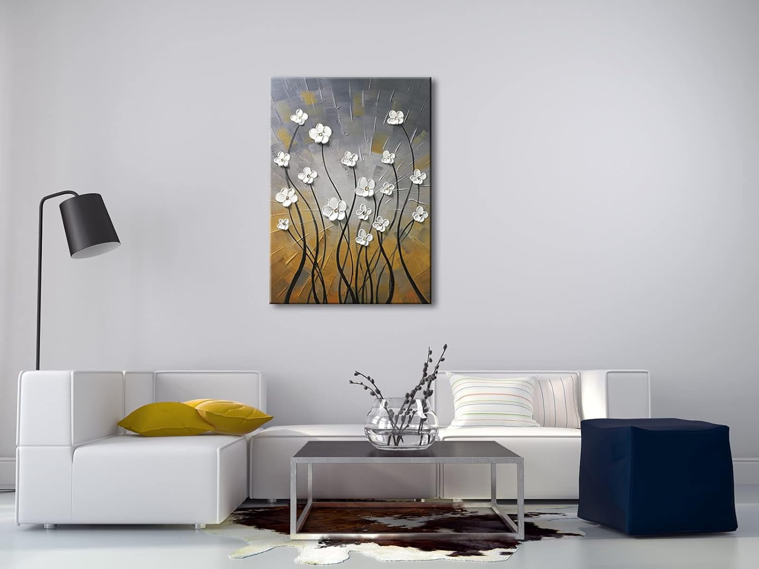 Hand Painted Floral Oil Paintings, Modern Stretched and Framed Grace Abstract Flowers, 20X28inch