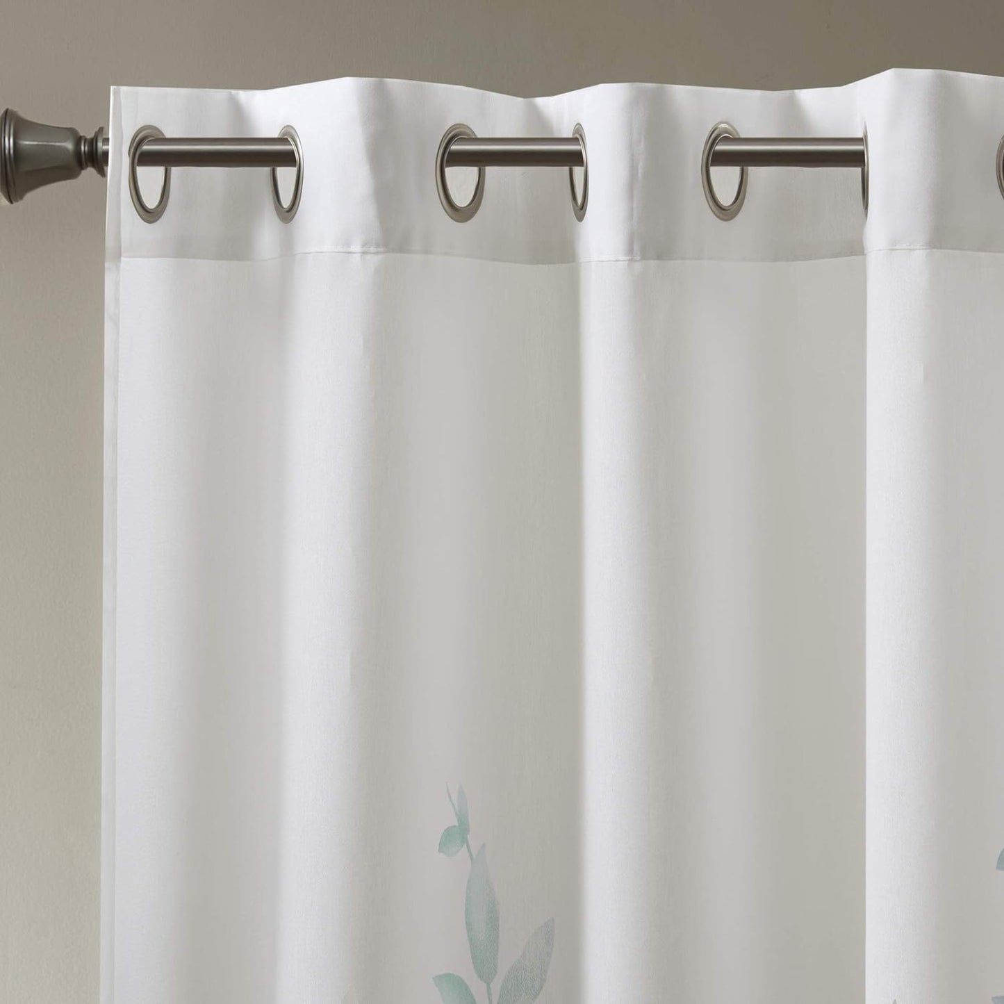Cecily Semi Sheer SINGLE Panel Curtain, "50X84", Leaves Aqua