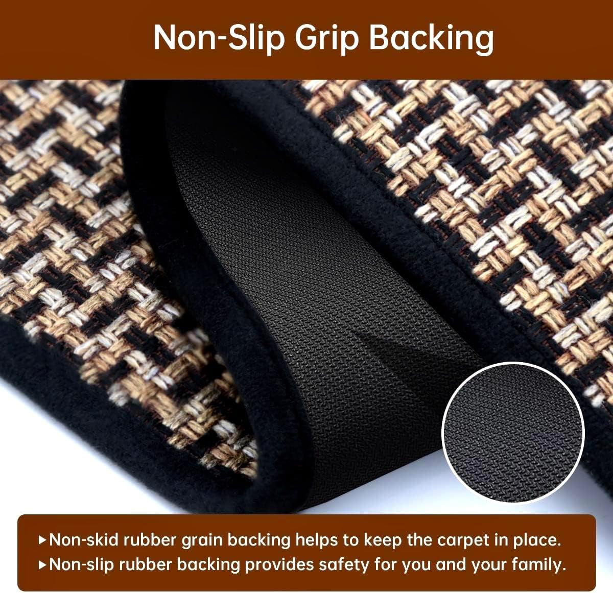 Kitchen Rugs and Mats Set of 2 PCS, Absorbent Runner Rugs for Kitchen, 17.3"X 47"+17.3"X 29" (Black)
