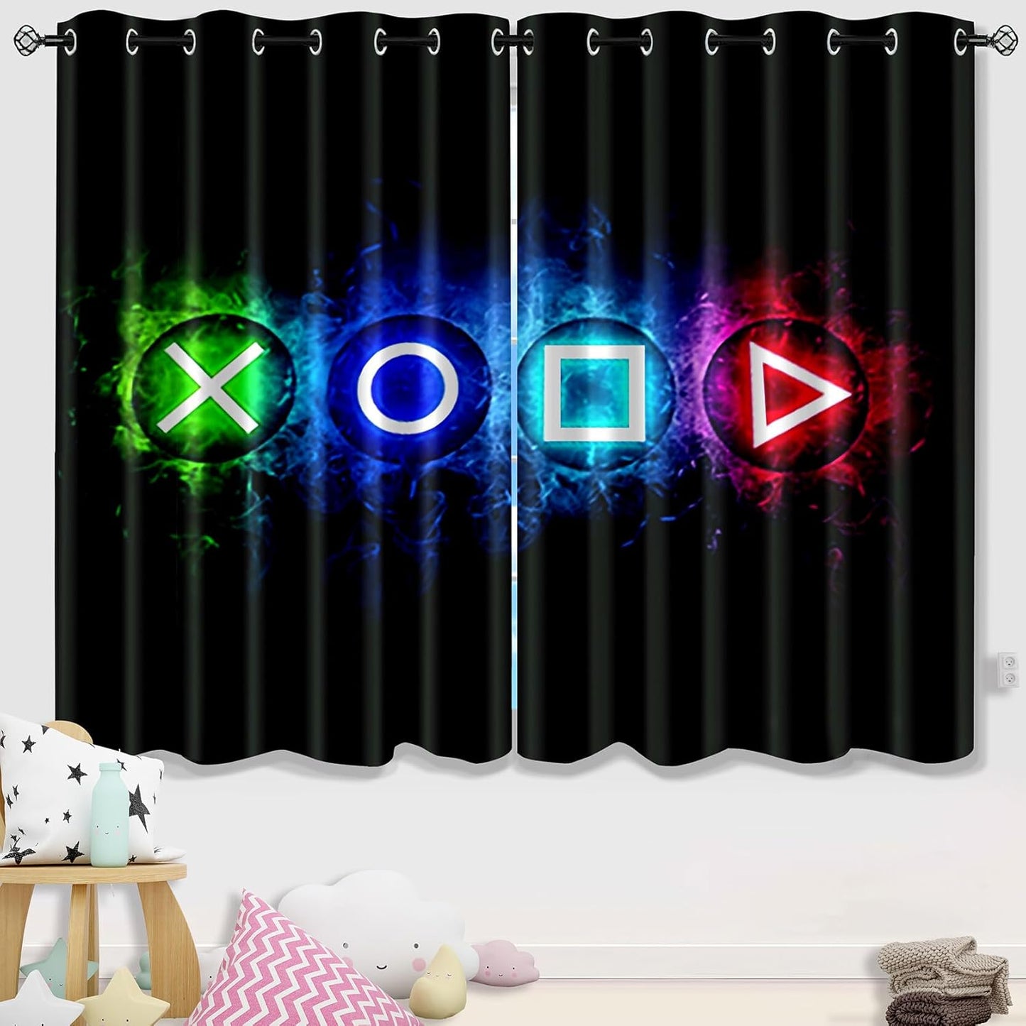Blackout Window Gamer Curtain for Gamers, 82 in X 63 In