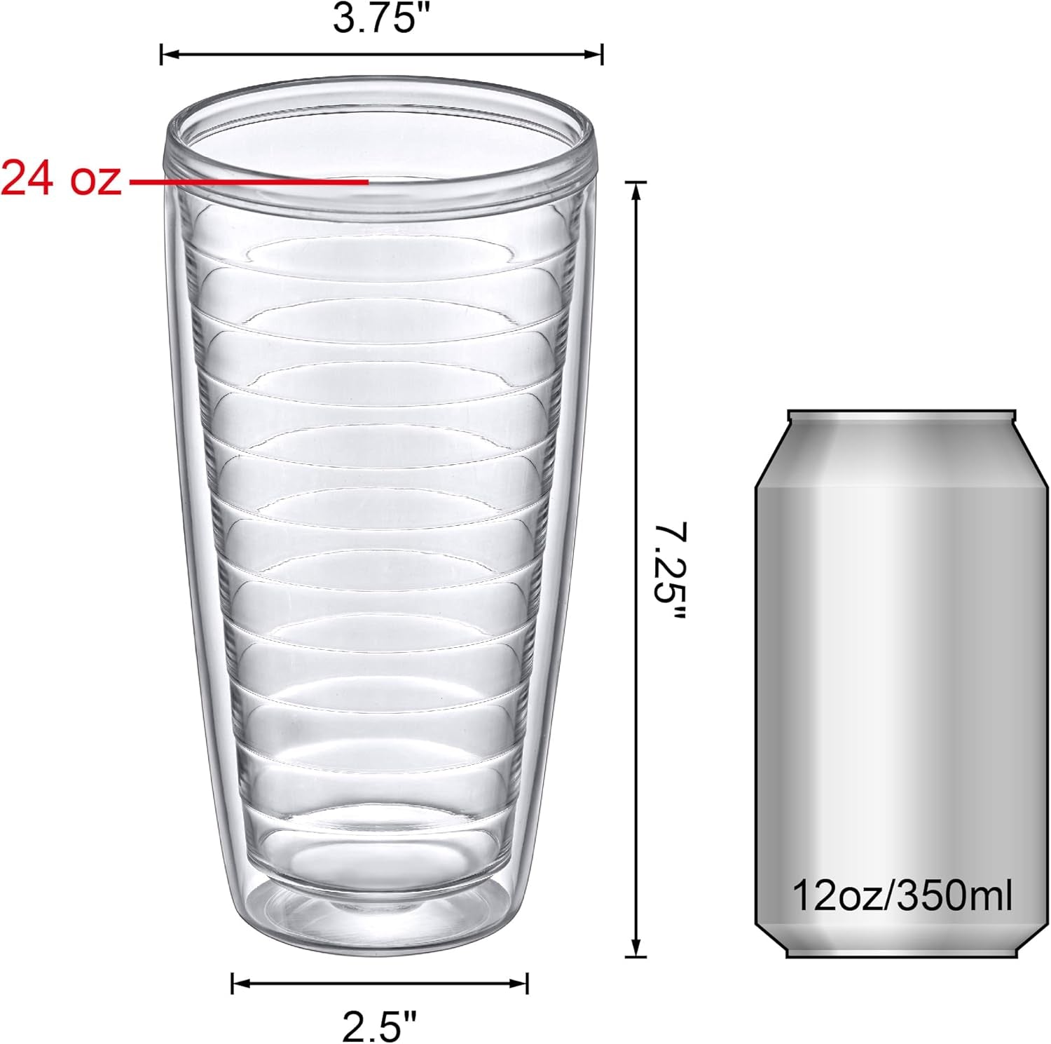 Alaska - 24-Ounce Insulated Plastic Tumblers (Set of 4), Double-Wall Plastic Drinking Glasses, All-Clear Reusable