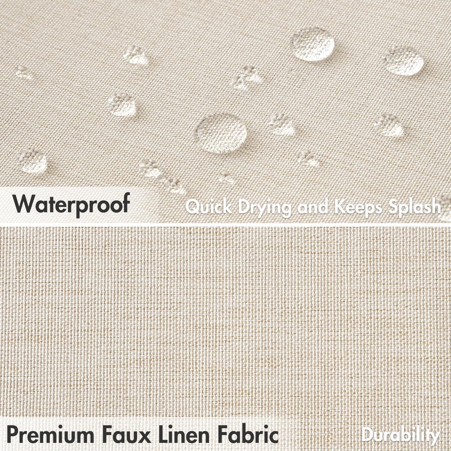 Beige Scalloped Shower Curtain Linen with 12 Metal Hooks Cute Heavy Duty Washable Waterproof, W 72*L 72 Cream