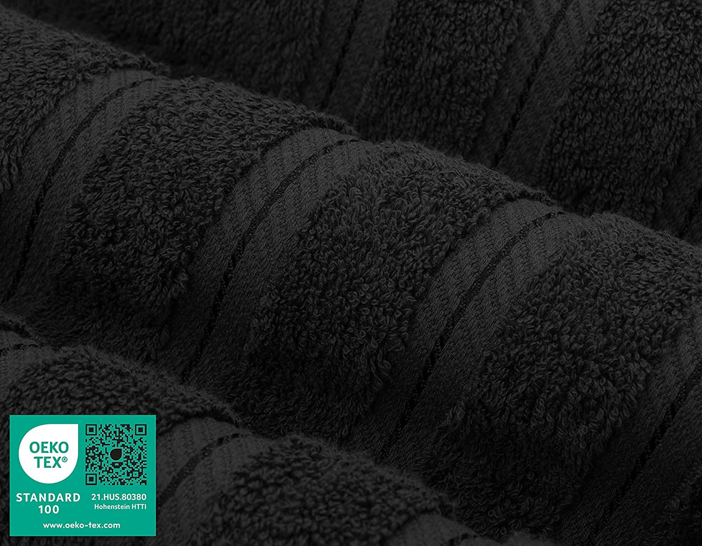 Luxury 6 Piece Towel Set,100% Cotton, Black Towel Sets