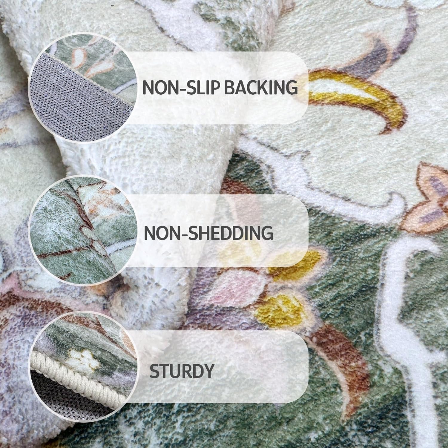 Boho Vintage Area Rugs 5×7 Traditional Green Carpet