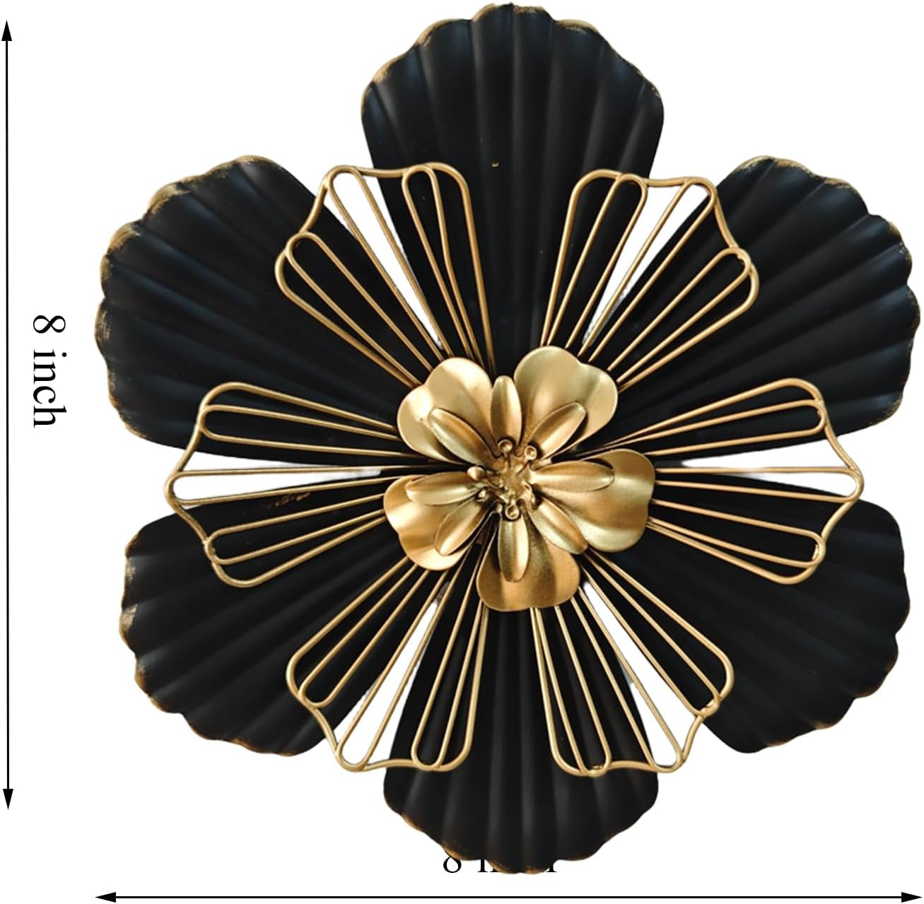 8 Inch Large Metal Flower Wall Art Multiple Layer Home Decor for Outdoor Bedroom Living Room Office Garden Set of 3