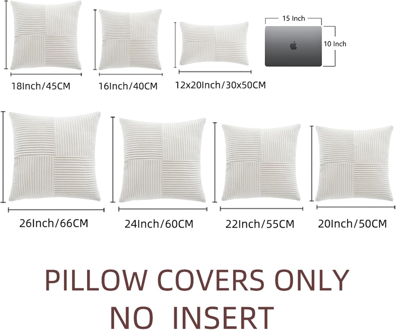 2 Packs Cream White Lumbar Decorative Throw Pillow Covers 12X20 Inch
