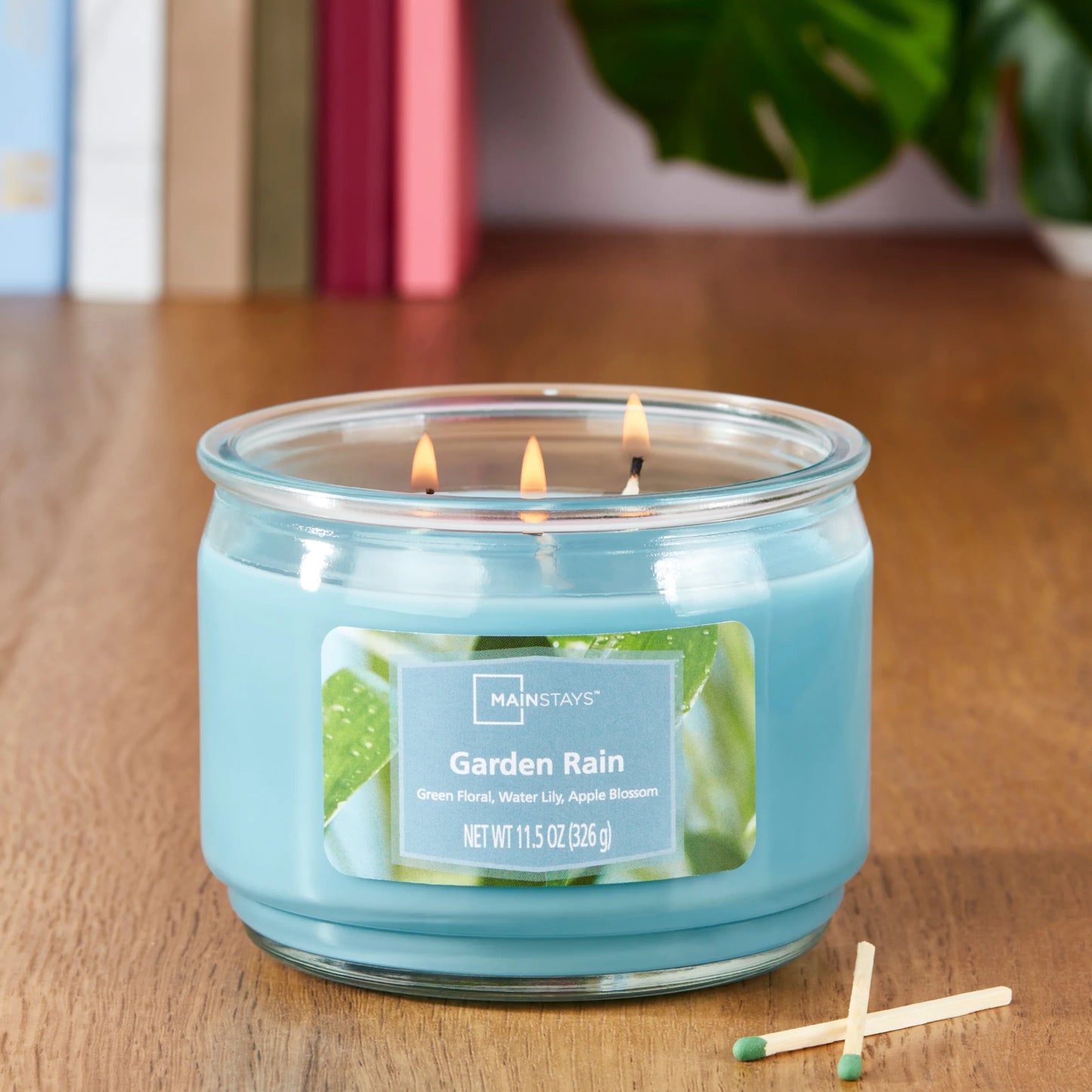 Garden Rain Scented 3-Wick Glass Jar Candle, 11.5 Oz