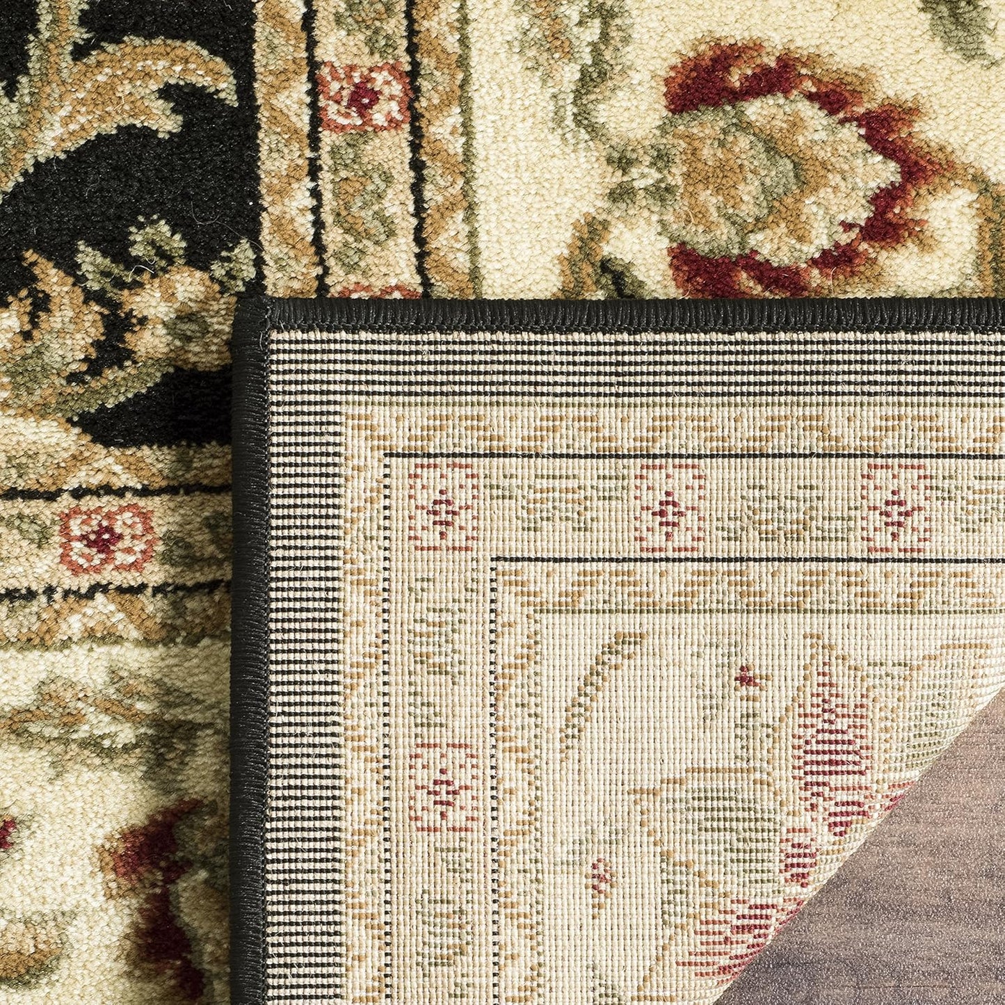 Lyndhurst Collection 6' Square Black/Ivory LNH212A Traditional Oriental, Area Rug