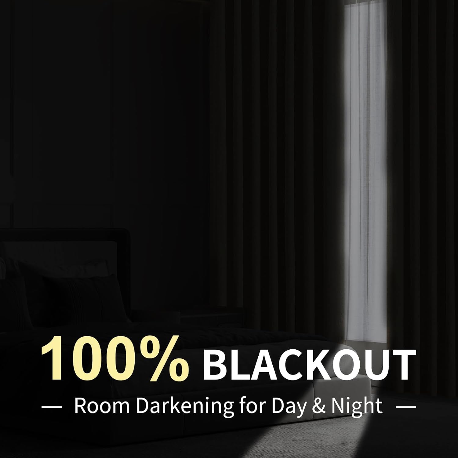 100% Blackout Window Curtains 84 Inches Long 2 Panels Set, Faux Linen Look (W52 X L84 Inch, White)