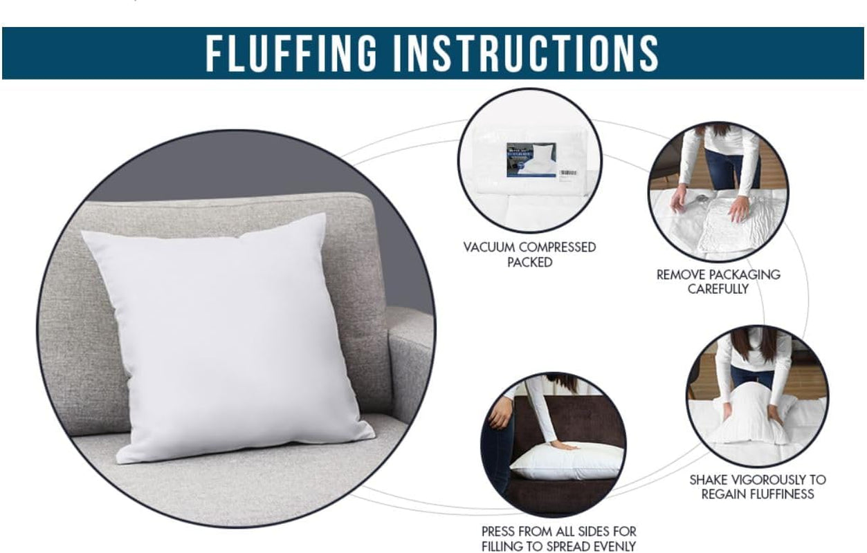 Throw Pillows Insert (Pack of 2, White) - 20 X 20 Inches