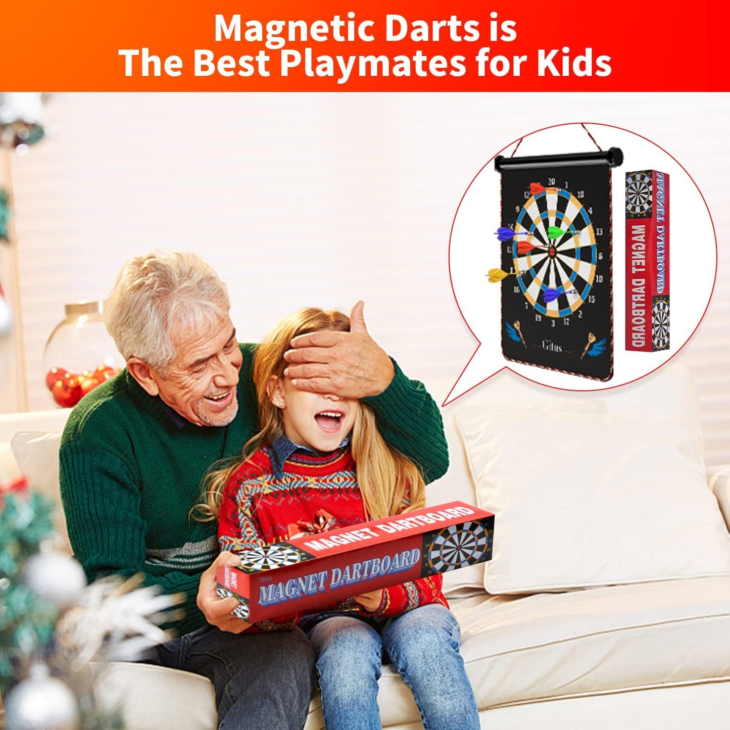 Magnetic Dart Board Indoor Outdoor Games for Kids with 12 Darts