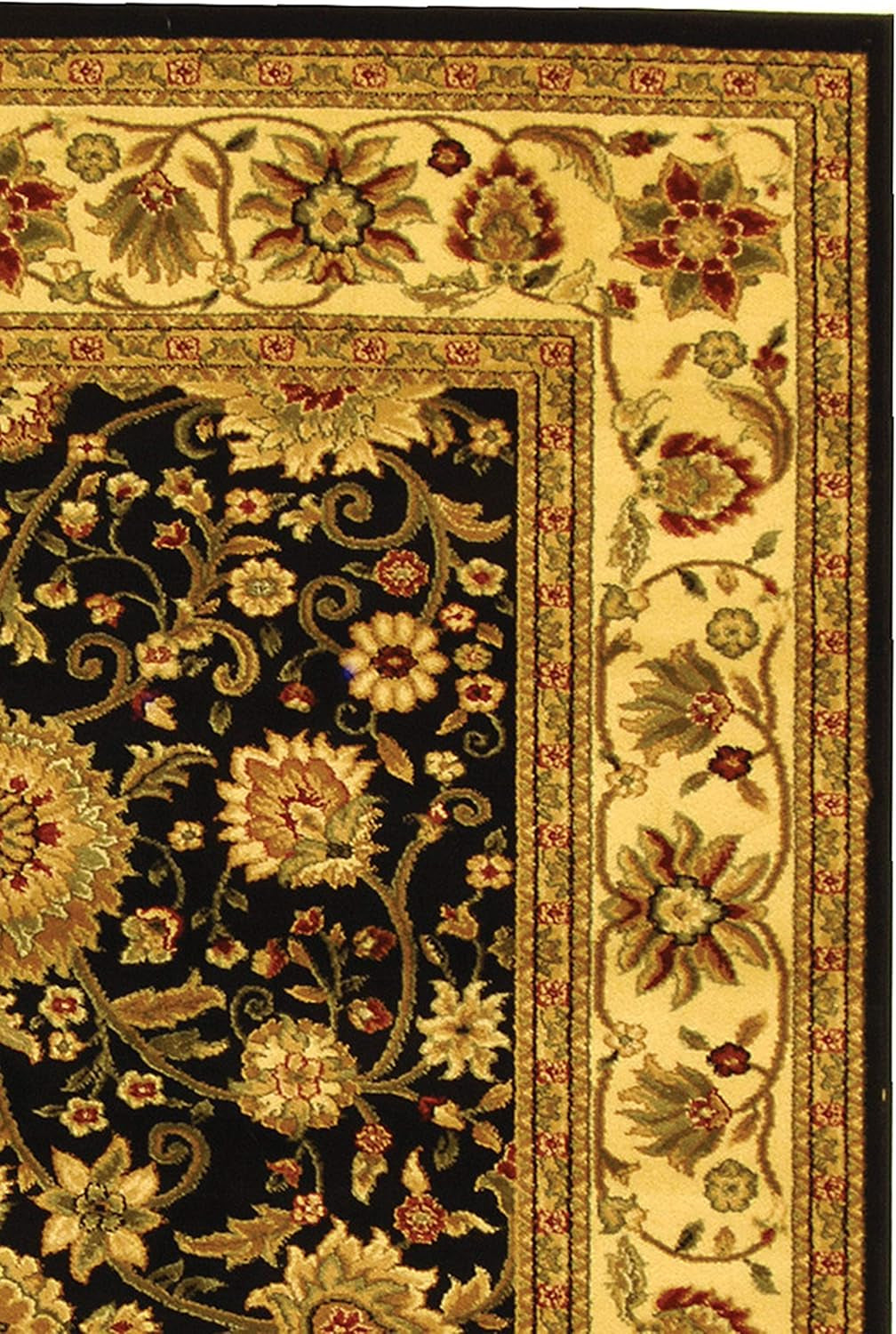 Lyndhurst Collection 6' Square Black/Ivory LNH212A Traditional Oriental, Area Rug