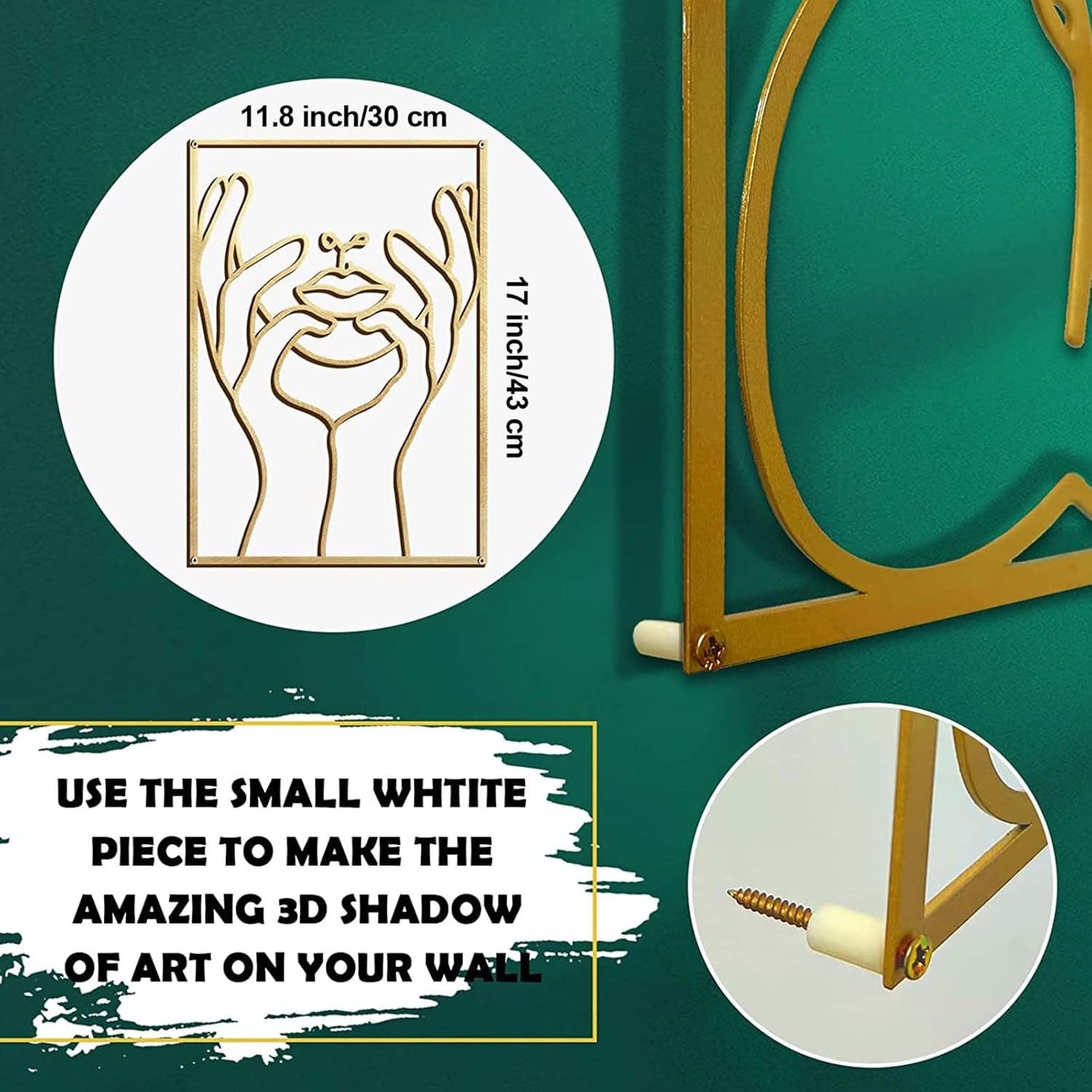 4 Pack Gold Wall Art Décor, (Gold Classic Style, M Size 17 X 11.8'')