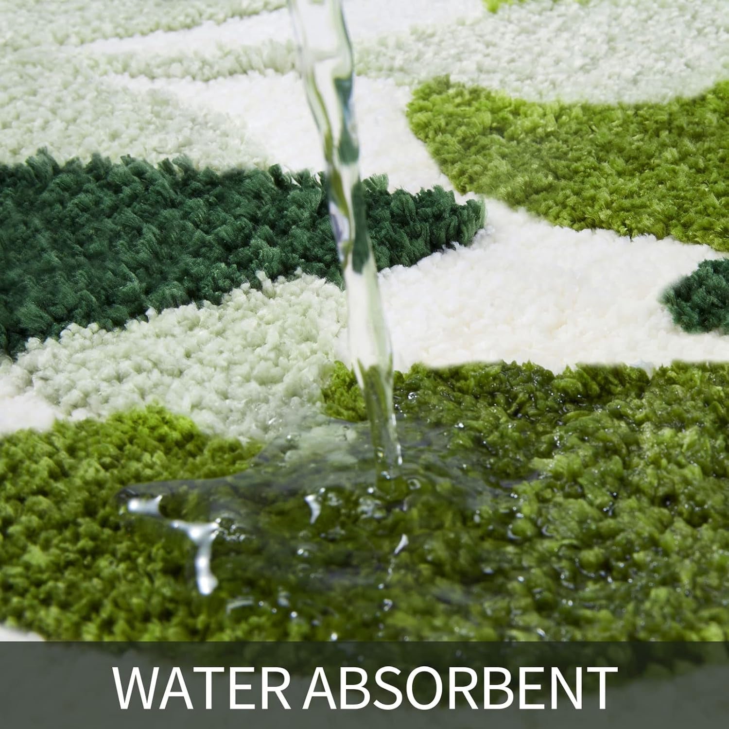 Green Bathroom Rug Set 2 Piece, Non-Slip Strong Water Absorbent (18"X26"+20"X32")
