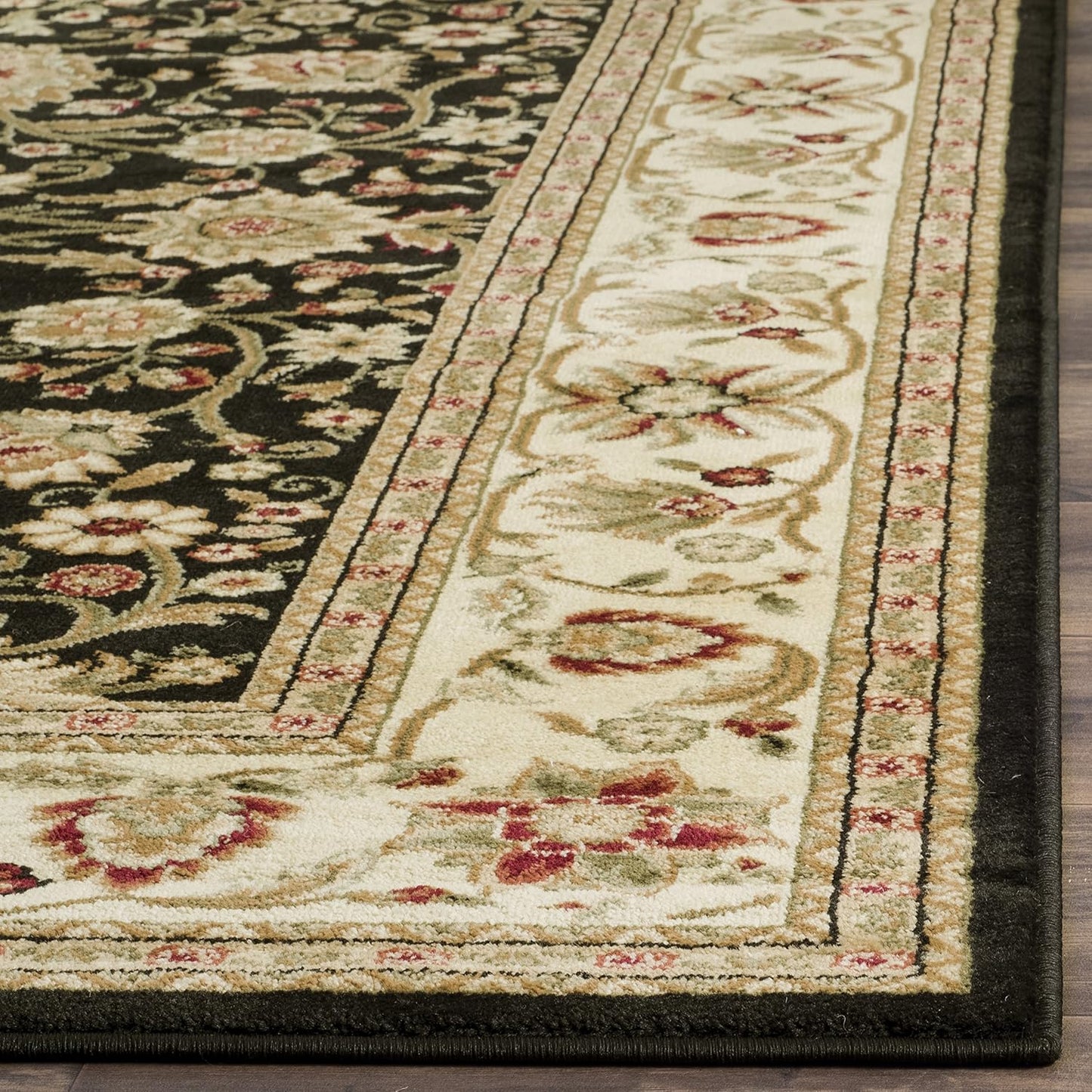 Lyndhurst Collection 6' Square Black/Ivory LNH212A Traditional Oriental, Area Rug