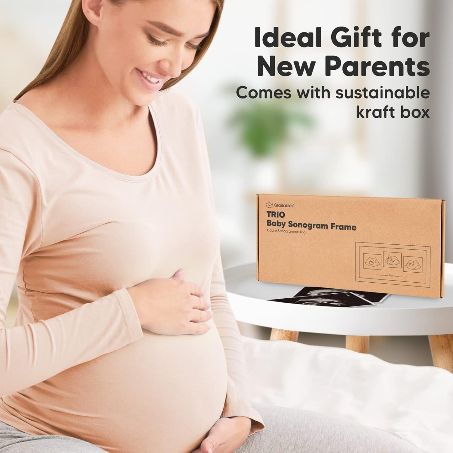 Baby Sonogram Picture Frames - Trio Ultrasound Picture Frames, First Time Mom Gift (Onyx Black)