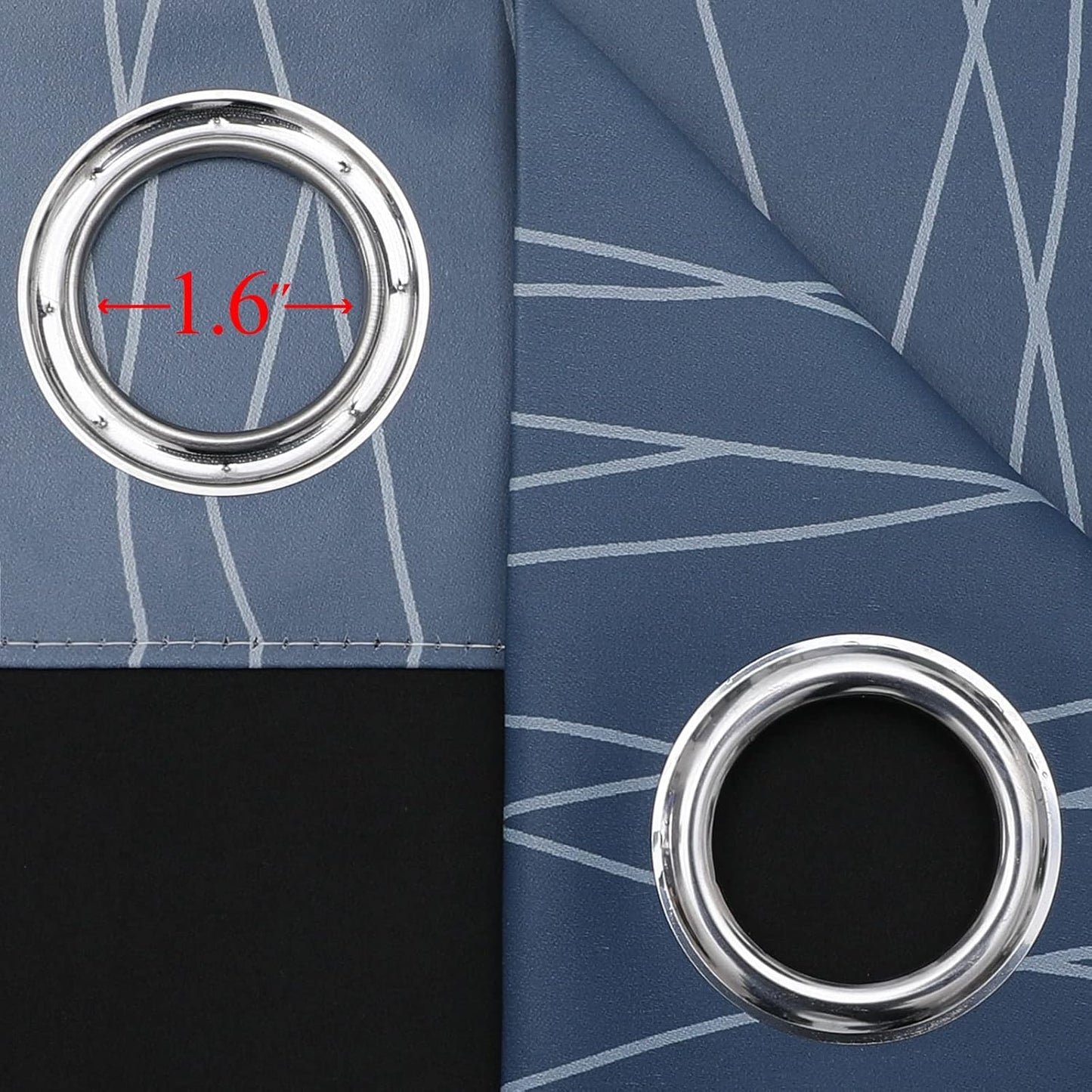 Navy Blue and Greyish White Blackout Curtains 52Wx84L,2 Panels