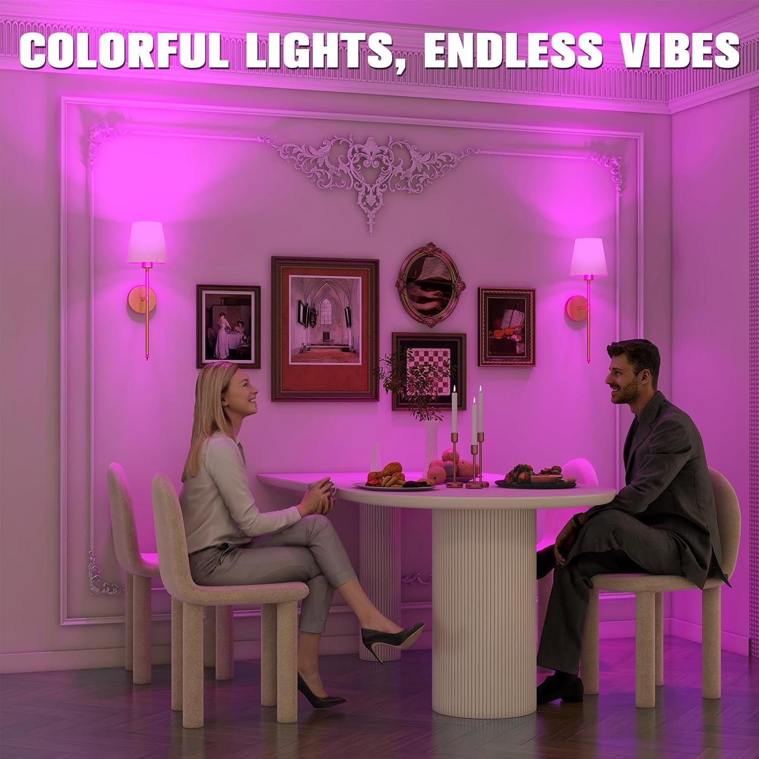 Gold Wall Lights, Battery Operated Set of 2, with Remote