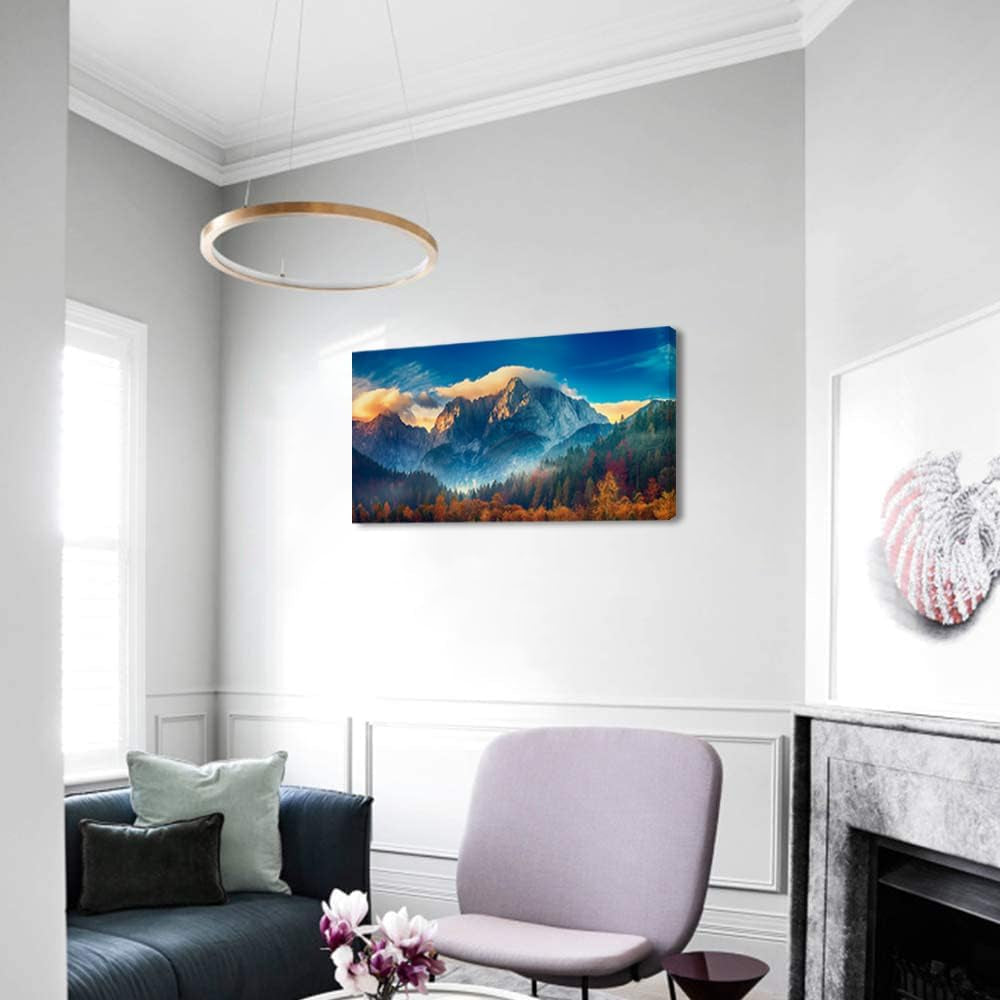 Wall Art Colorful Mountain Scenery Canvas Painting 20"X40" (50Cmx100Cm)