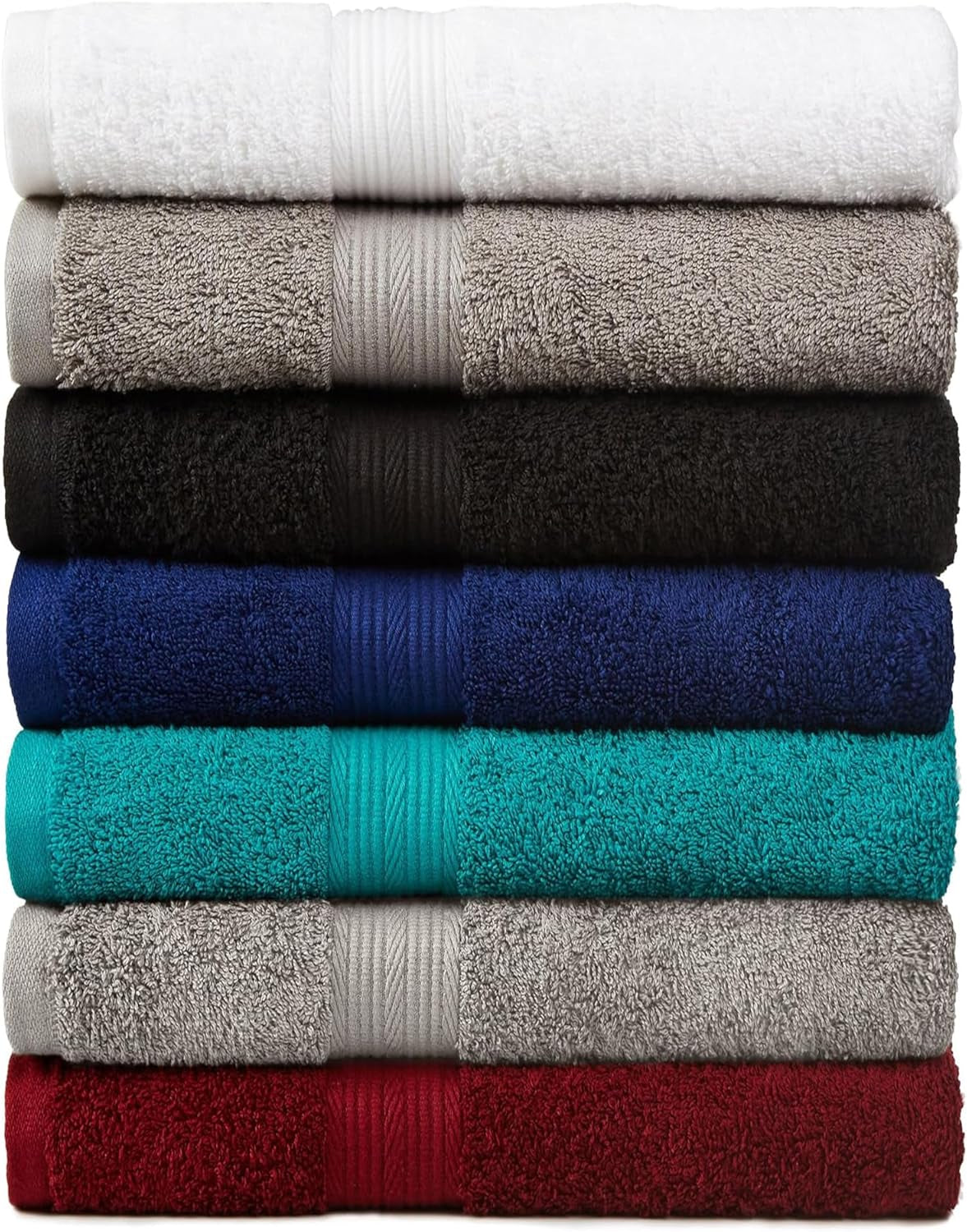 6 Piece Oversized Fade Resistant Towel Set, 100% Cotton Soft and Absorbent, Gray