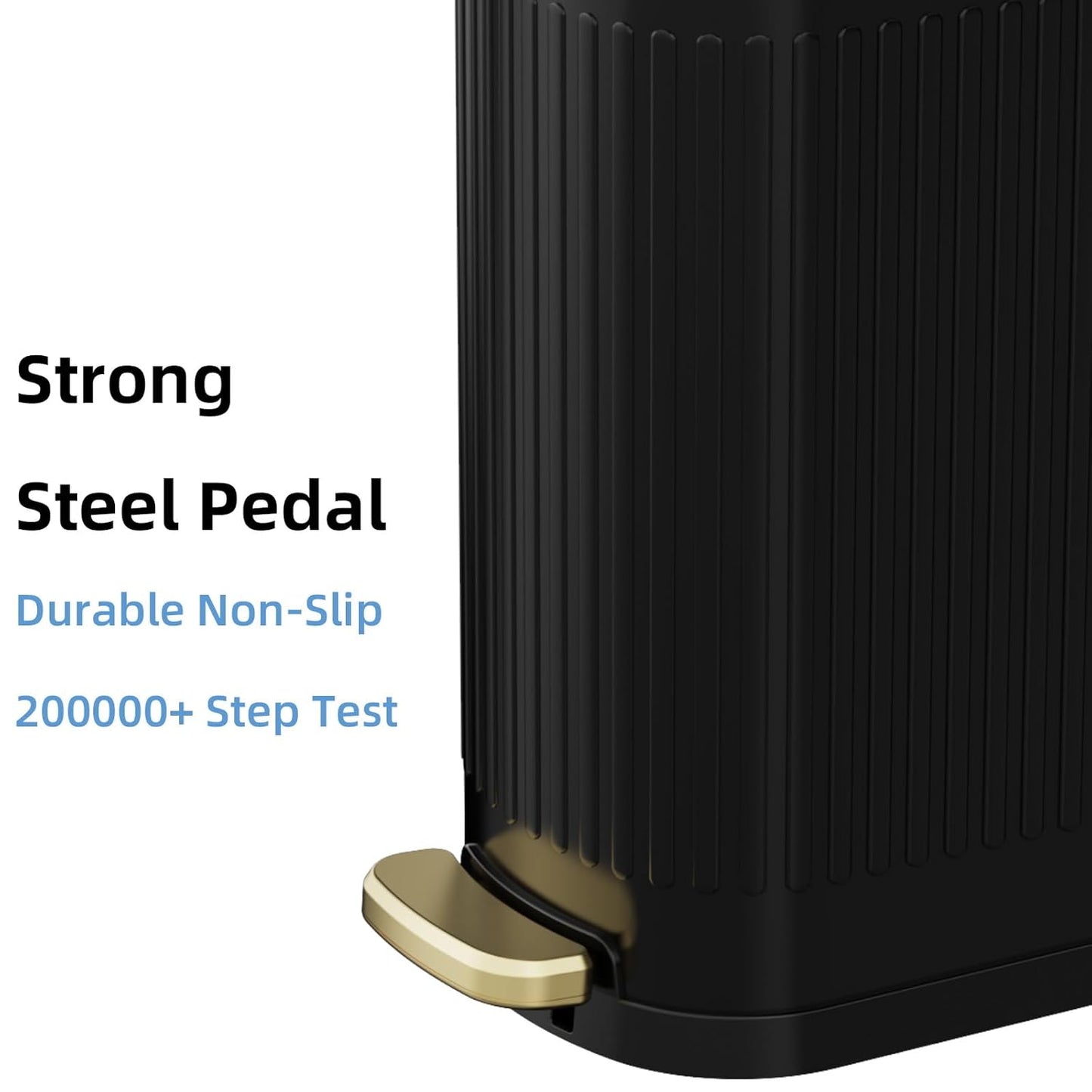 2.6 Gallon Slim Bathroom Trash Can with Soft Close Lid, 10L Stainless Steel with Removable Liner Bucket (Matt Black)