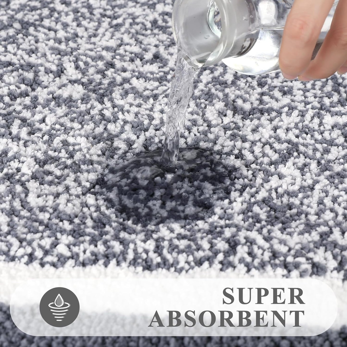 Bathroom Rug Mat Set, 3 Piece, Dark Grey