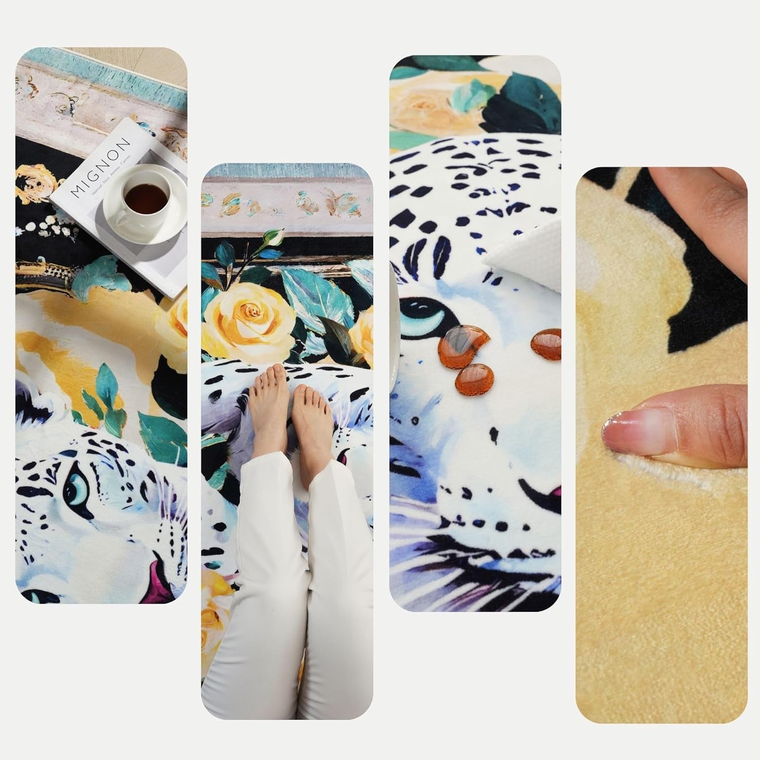 Living Room Rug 5X7 Rug Machine Washable Retro Lavish Leopard Area Rug