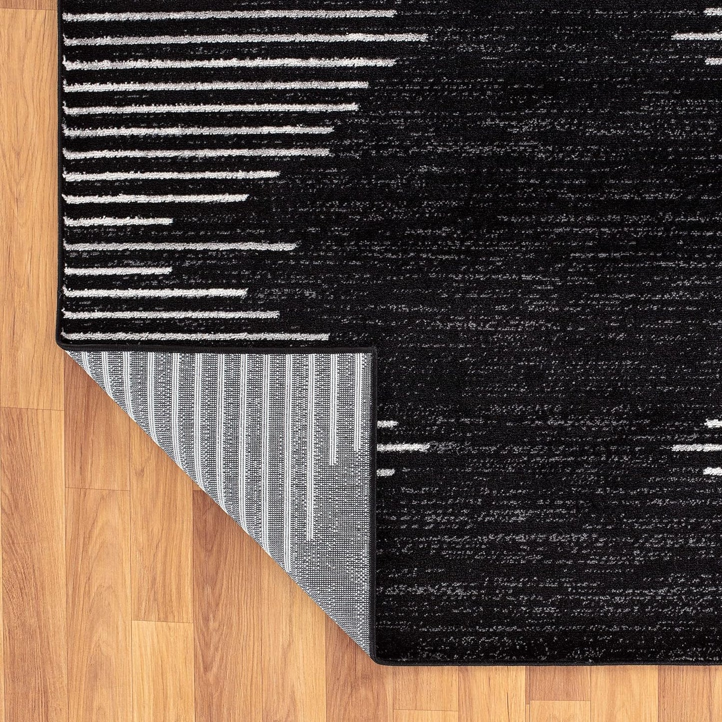Bohemian Stripe Stain Resistant High Traffic Living Room Kitchen Bedroom Dining Home Office Runner Rug 2' X 7' Black