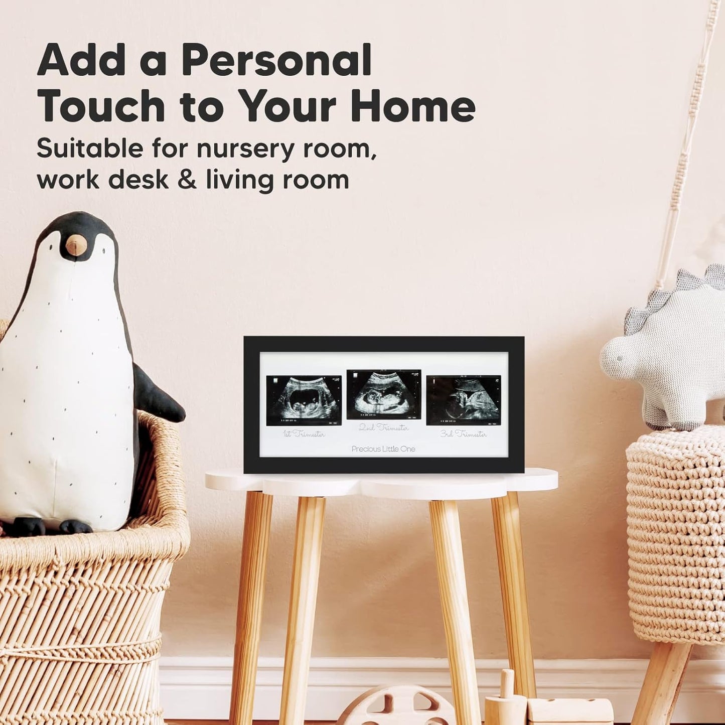 Baby Sonogram Picture Frames - Trio Ultrasound Picture Frames, First Time Mom Gift (Onyx Black)