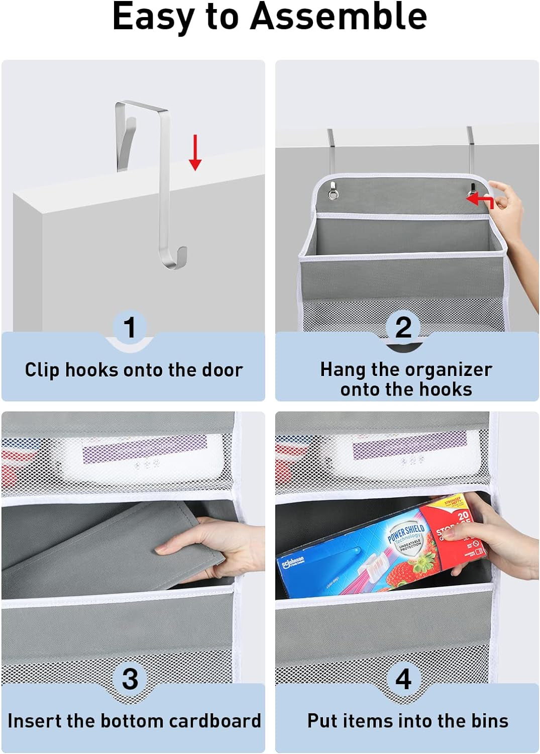 1 Pack over the Door Organizer, 35.2Lbs Load Toy Stuffed Animal Storage, Swing-Proof Hanging Bathroom Organizers and Storage for Nursery Newborn Baby Essential Stuff Dorm Room Essentials