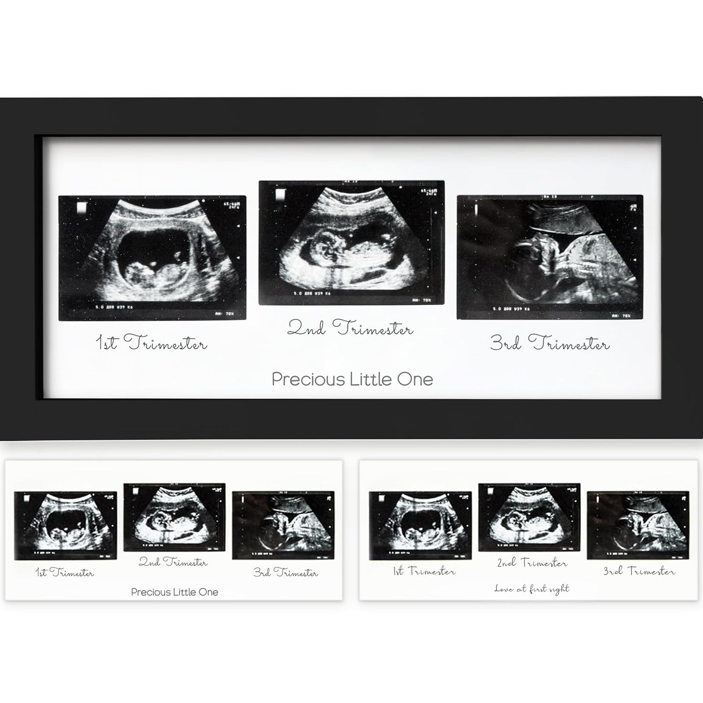 Baby Sonogram Picture Frames - Trio Ultrasound Picture Frames, First Time Mom Gift (Onyx Black)