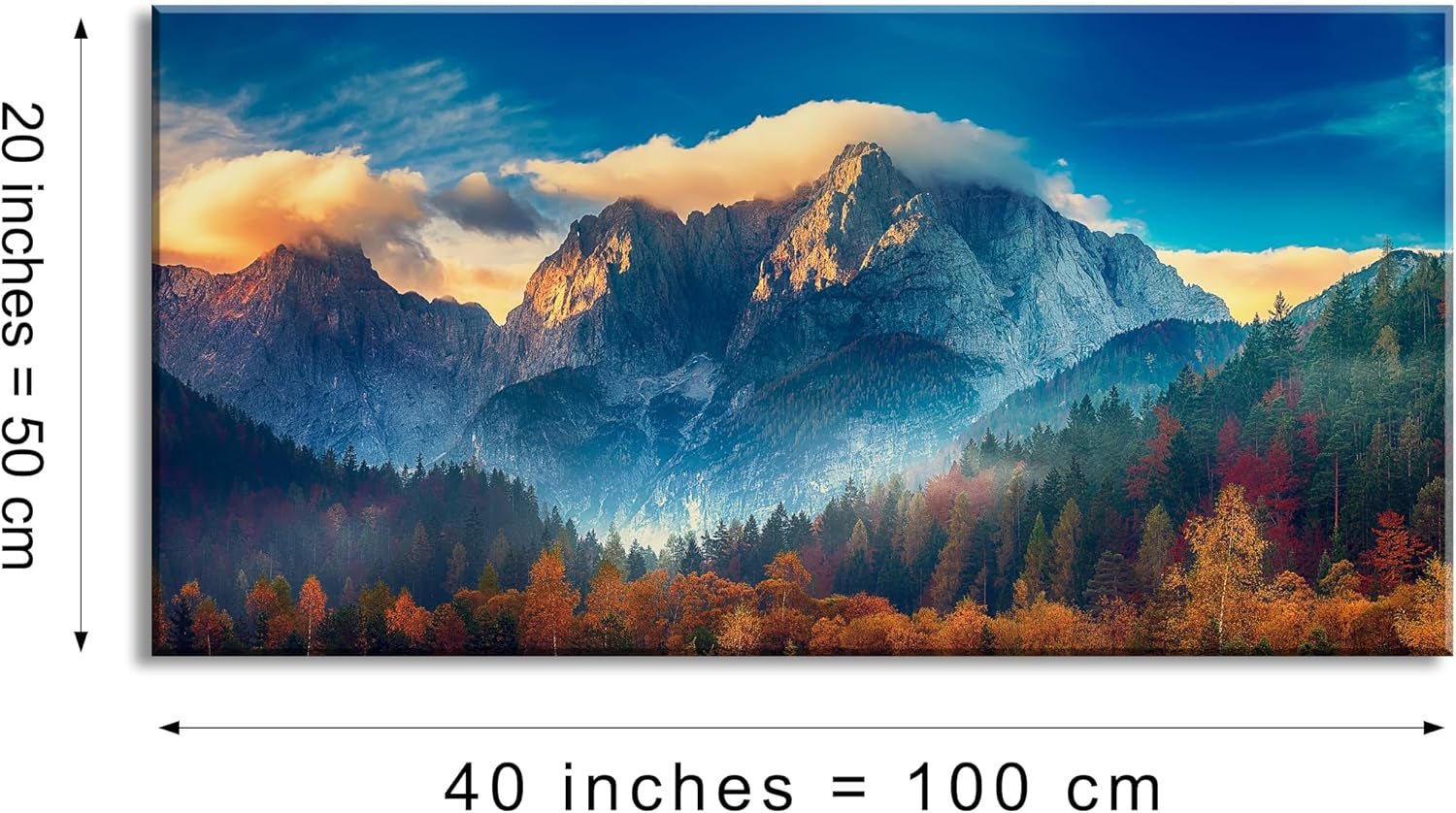 Wall Art Colorful Mountain Scenery Canvas Painting 20"X40" (50Cmx100Cm)