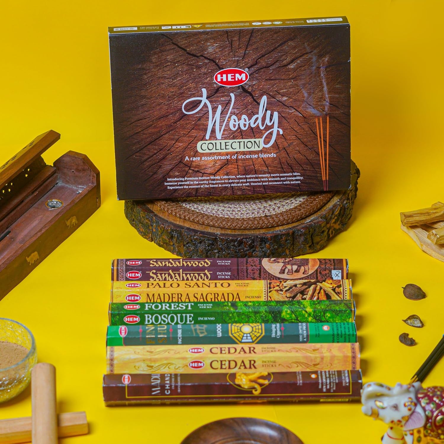 Woody Series Premium Incense Sticks Combo | Sandalwood, Palo Santo, Forest, Feng Shui, Cedar & Madhur Chandan | 120 Sticks