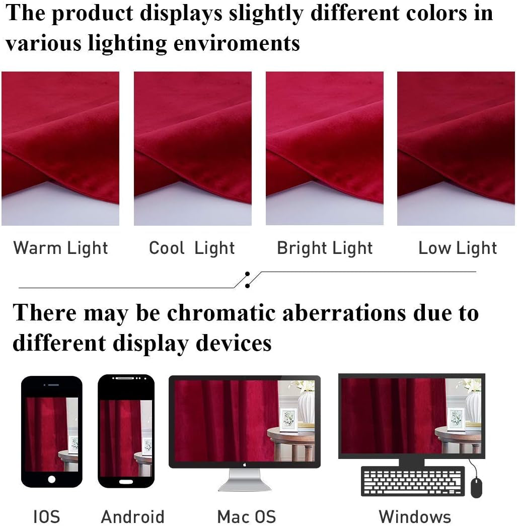Red Velvet Curtains, Thermal Insulated Privacy Drapes, W52 X L84 Inches, 2 Panels