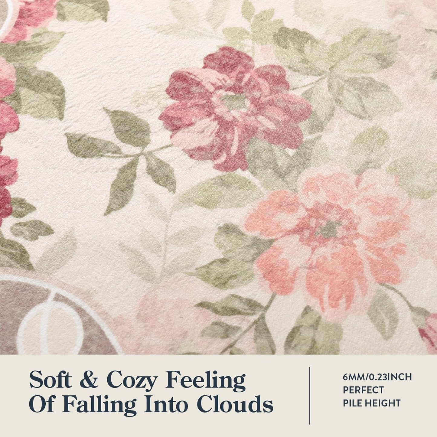 Floral Washable Rugs 5X7, Rugs for Living Room Boho Area Rug, Vintage (5'X7, Beige)