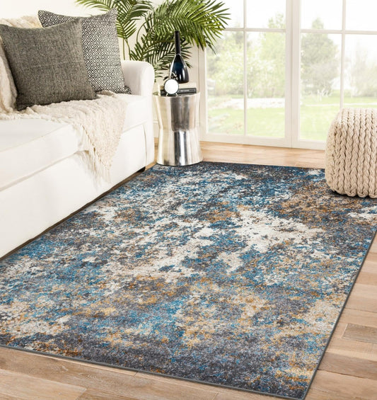 Persian Area Rug - Modern Design, Medium Pile, Turquoise / Size 5 X 7
