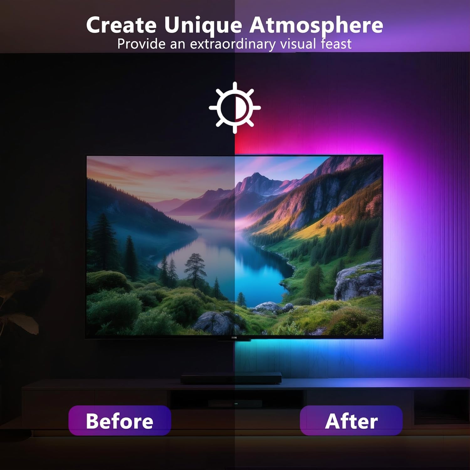 Led Strip Lights 8.2Ft for 40-60In TV, USB LED TV Backlight Kit with Remote - 16 Color 5050 Leds Bias Lighting for HDTV