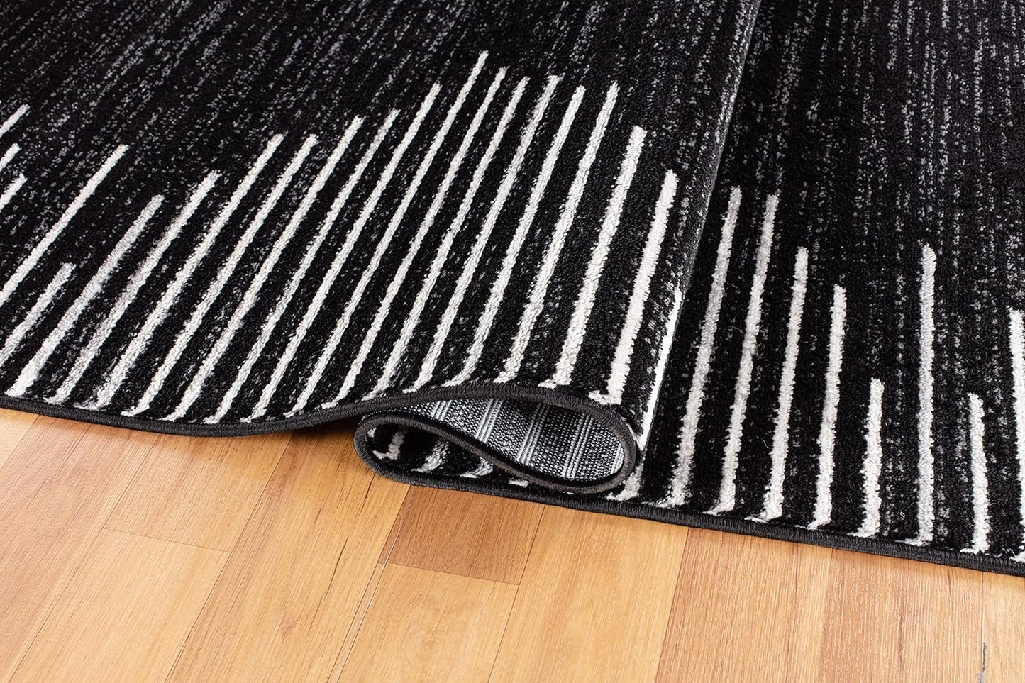 Bohemian Stripe Stain Resistant High Traffic Living Room Kitchen Bedroom Dining Home Office Runner Rug 2' X 7' Black