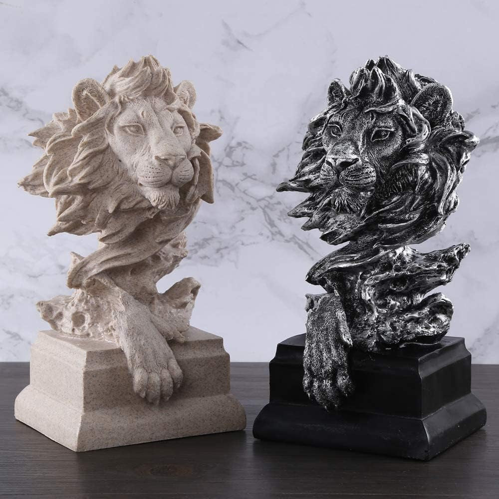 Sandstone Lion Figurines - the King of Beasts, Silver Color (HH17-D3)
