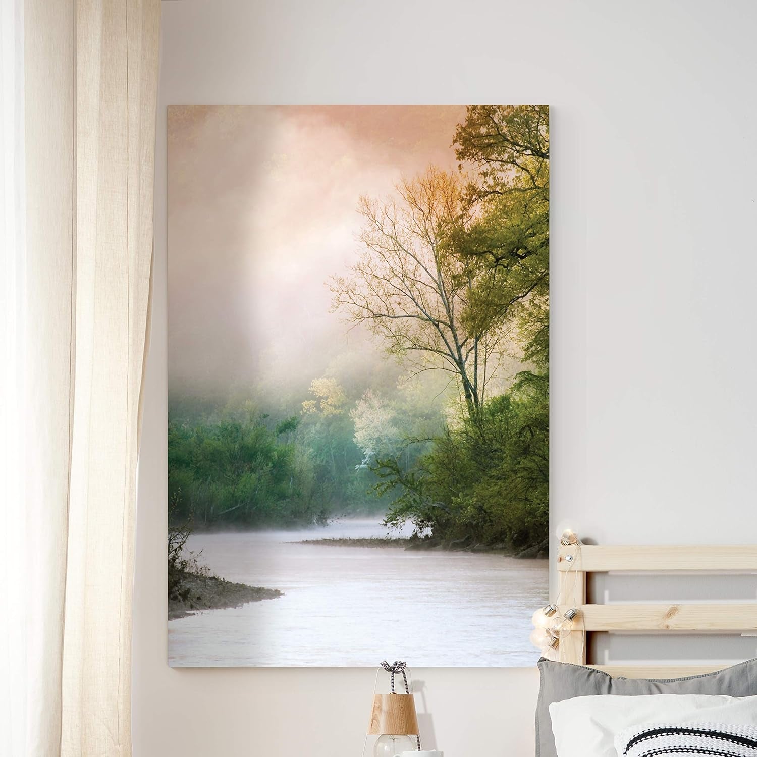 Nature Canvas Wall Art, Home Paintings Artwork Serene Forest Lake, Romantic Modern Wall Hanging Decorations- 24"X36" LT06