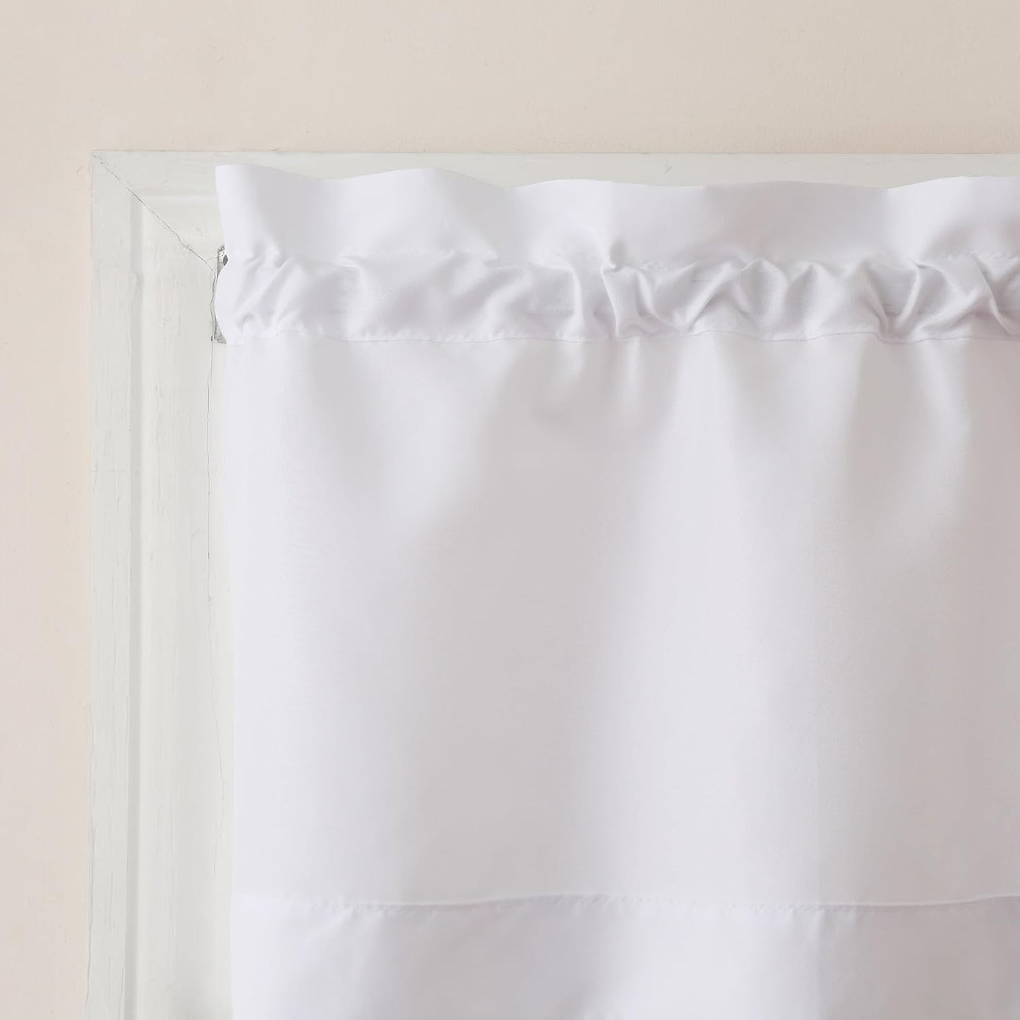 Martine Microfiber Semi-Sheer Rod Pocket Kitchen Curtain Valance and Tiers Set, 54" X 36", White