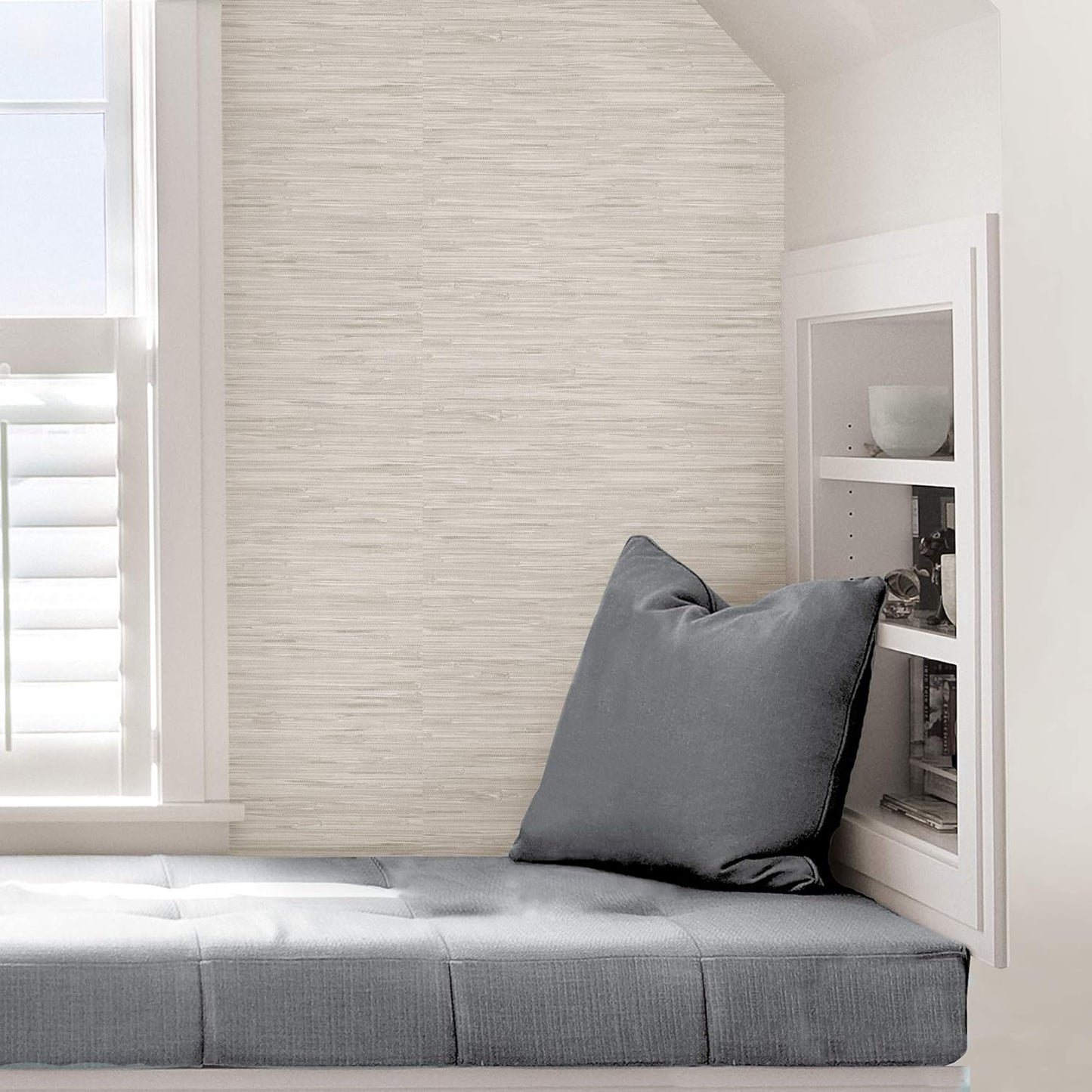 Cream Grass weave Peel & Stick Wallpaper, Neutral